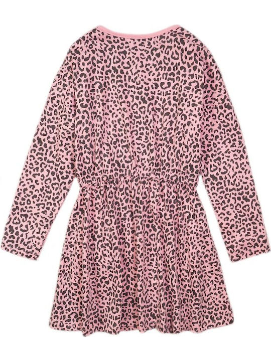 Minoti Mädchen Kleid Langärmelig Pink Leopard