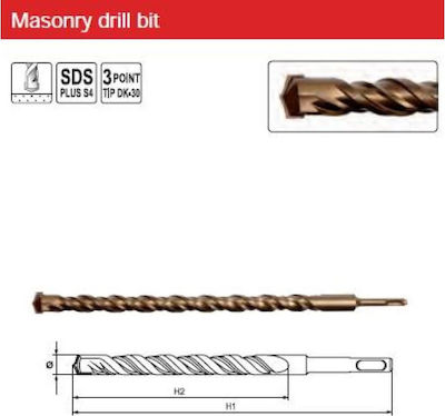 Yato Burghiu cu Diamant cu Tija SDS Plus pentru Materiale de construcție, Sticlă și gresie 22x360mm