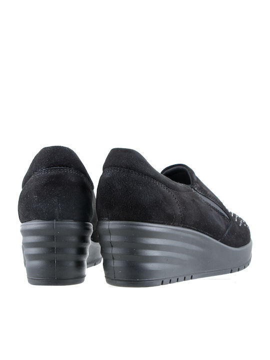Ανατομικά Γυναικεία Slip-On Δερμάτινα Μαύρα