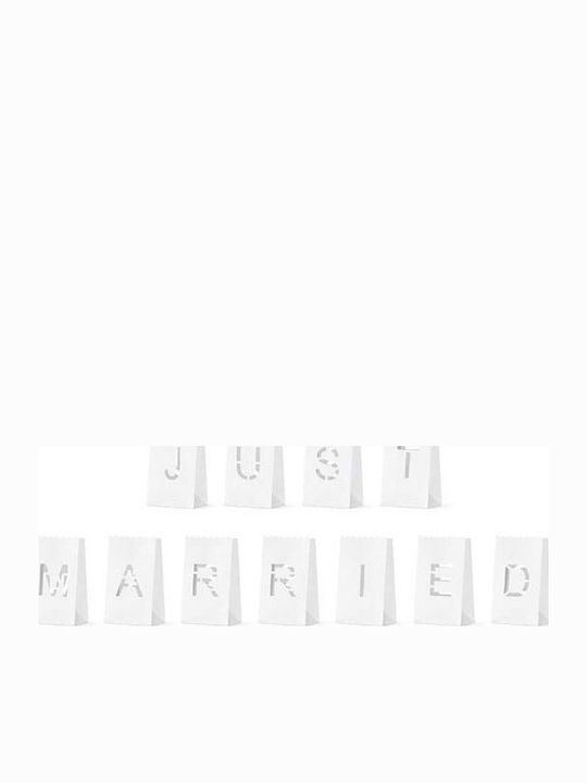 PartyDeco Φαναράκι Γάμου Just Married White 11τμχ 7cm