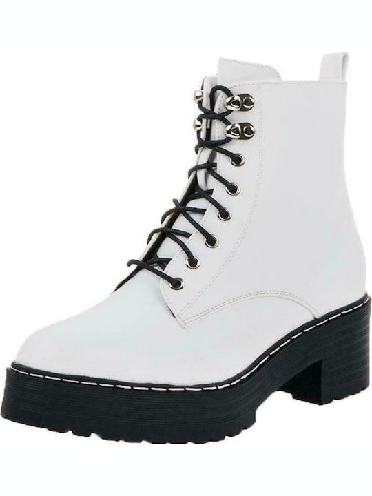 Alta Moda Women's Combat Boots White