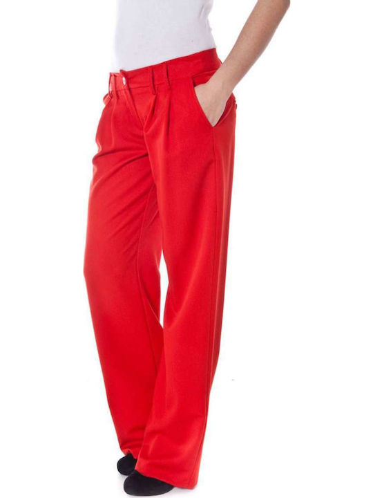 6075 Women's Fabric Trousers Red