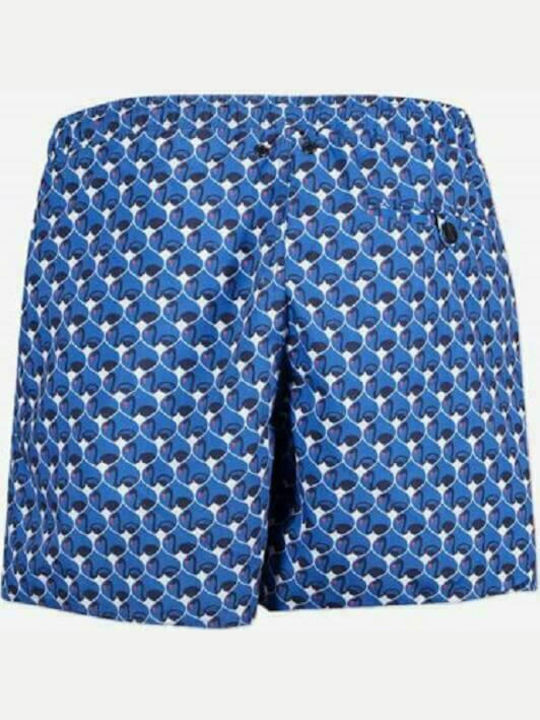 John Frank Optimingo Men's Swimwear Shorts Blue with Patterns