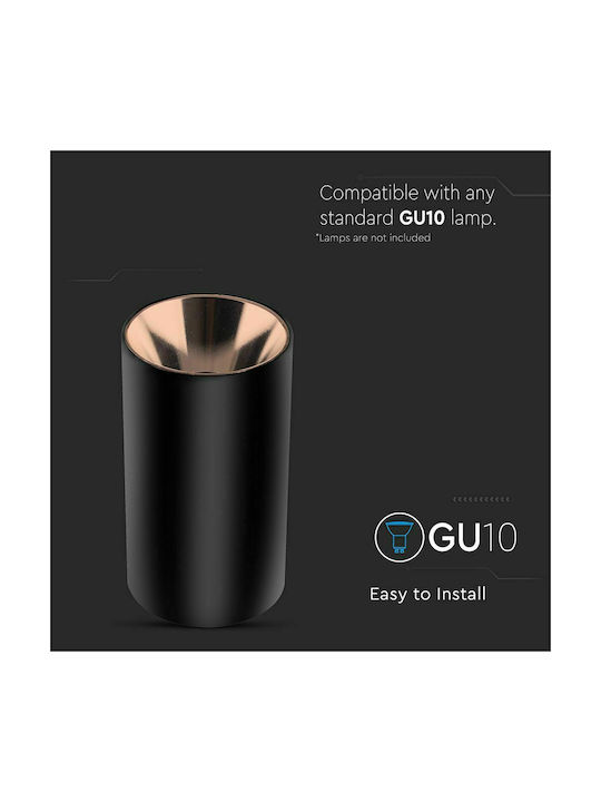 V-TAC Single Spot with Socket GU10 in Black Color