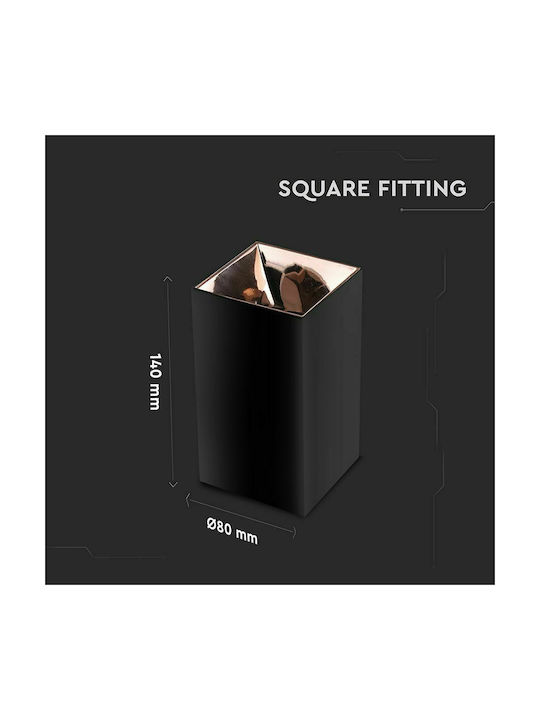 V-TAC Single Spot with Socket GU10 in Black Color