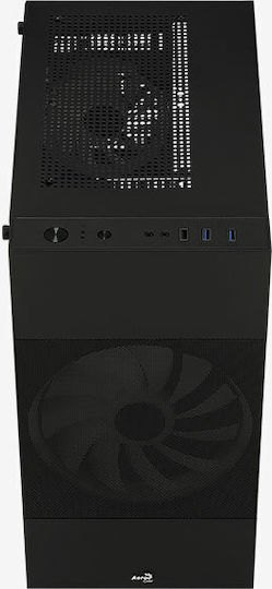 Aerocool Atomic Lite v1 Gaming Mini Tower Κουτί Υπολογιστή με Πλαϊνό Παράθυρο Μαύρο