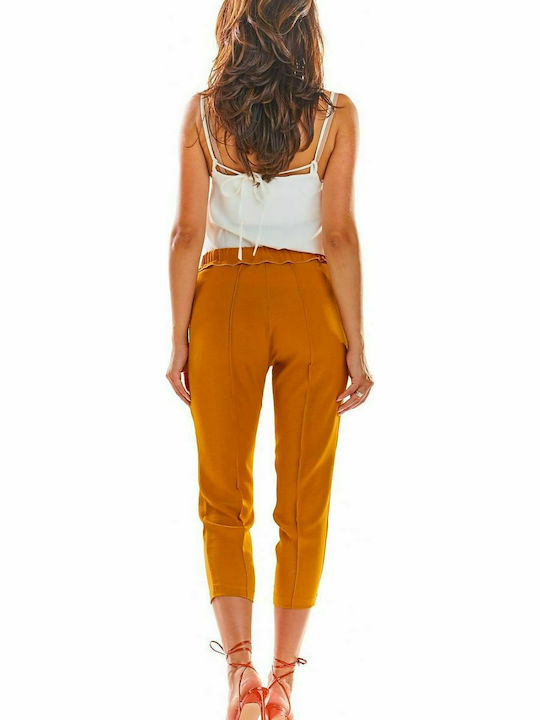 Awama Women's Fabric Trousers Brown