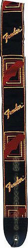 Fender 2” Monogrammed Strap Black/Yellow/Red
