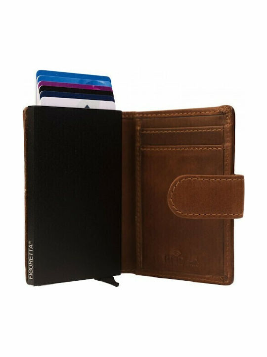 Loughton Leather Men's Wallet Cards with RFID and Slide Mechanism Tabac Brown