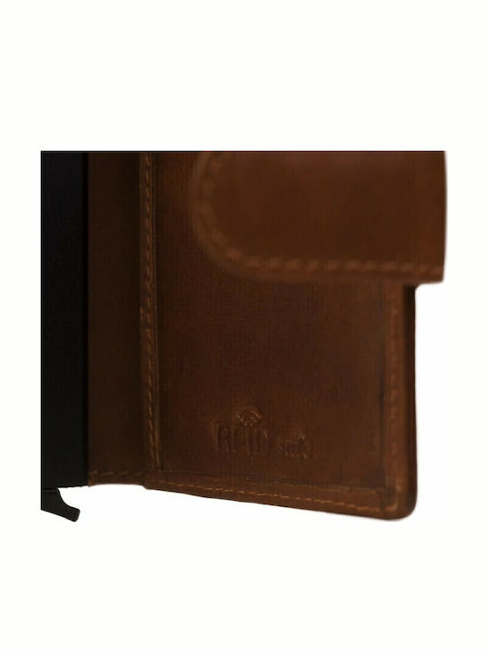 Loughton Leather Men's Wallet Cards with RFID and Slide Mechanism Tabac Brown