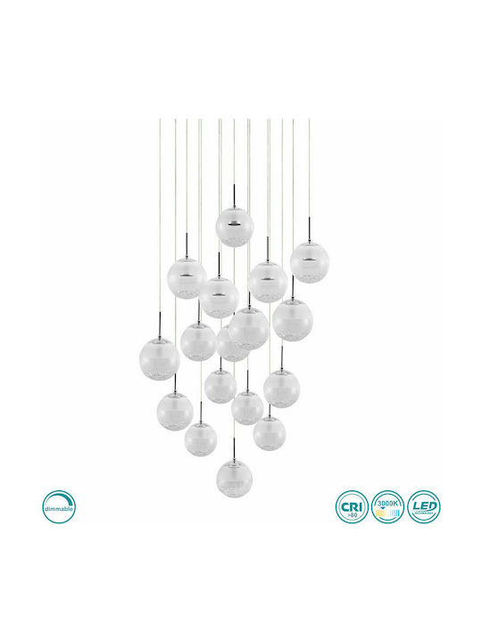 Eglo Montefio Pendant Light LED with Crystals with Warm White Light Silver