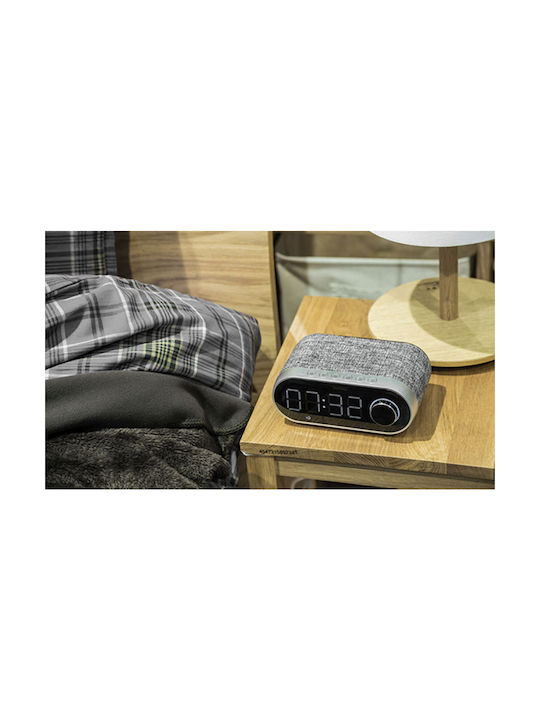 Remax Portable Bluetooth Speaker Clock Tabletop Digital Clock Metal with Alarm Clock Grey RB-M26