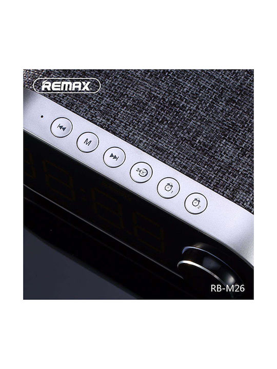 Remax Portable Bluetooth Speaker Clock Tabletop Digital Clock Metal with Alarm Clock Grey RB-M26