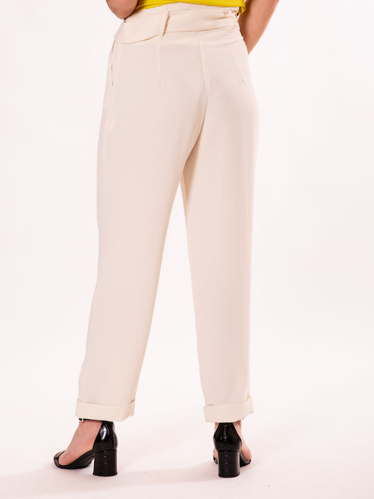 Twenty 29 Women's High-waisted Fabric Trousers Beige