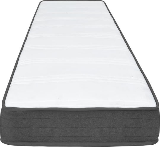 Pat King Size Tapițat cu Material Gri Închis cu Plăci și Saltea 200x200cm