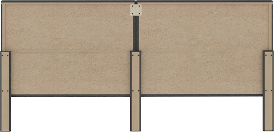 Pat King Size Tapițat cu Material Gri Închis cu Plăci și Saltea 200x200cm