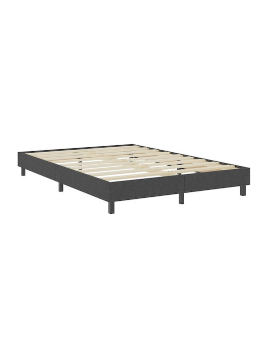 Doppelbett Mit Stoff Dunkelgrau Mit Lattenrost Für Matratze 140x200cm