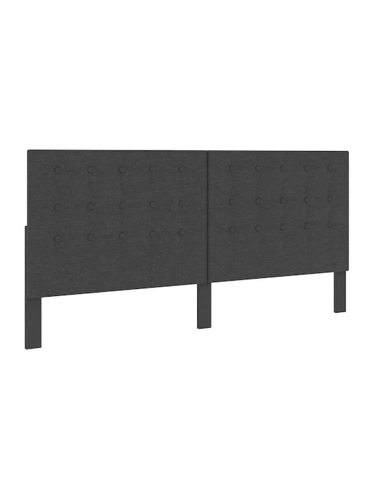 vidaXL King Size Upholstered Fabric Bed Dark Gray with Slats and Mattress 200x200cm