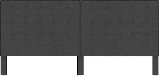 Pat King Size Tapițat cu Material Gri Închis cu Plăci și Saltea 200x200cm