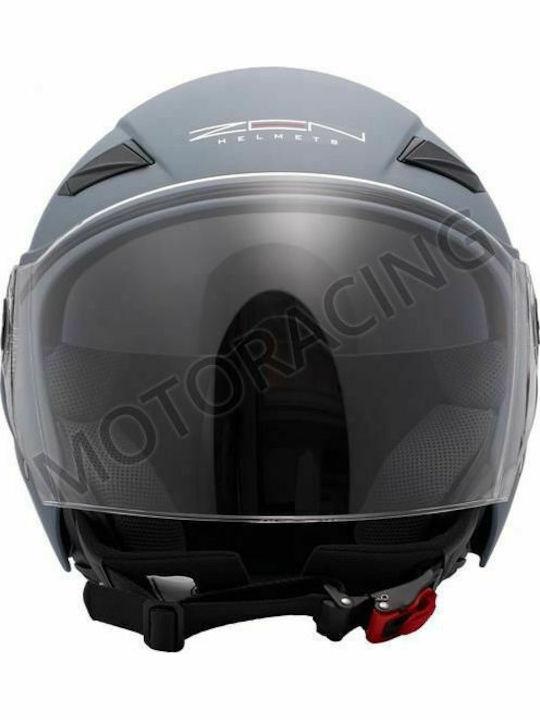 Zen ZN-105 Ασημί Ματ Κράνος Μηχανής Jet με Sunvisor