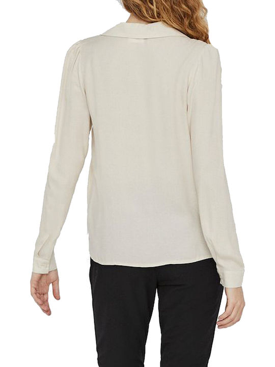 Vero Moda Women's Monochrome Long Sleeve Shirt Beige