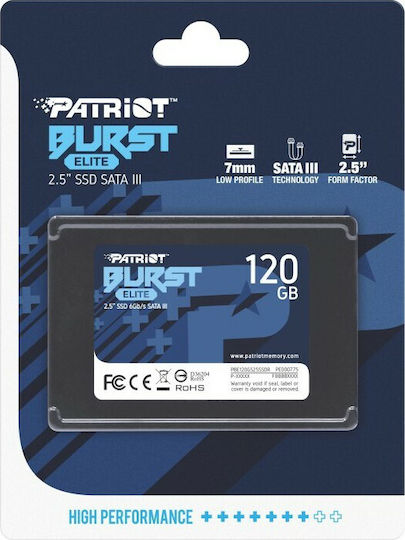 Patriot Burst Elite SSD 120GB Type 2.5'' with SATA III Connection PBE120GS25SSDR