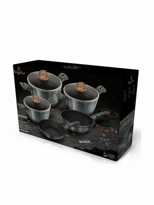 Berlinger Haus Moonlight Collection Aluminum Cookware Set Gray with Stone Interior Coating 5 Pieces