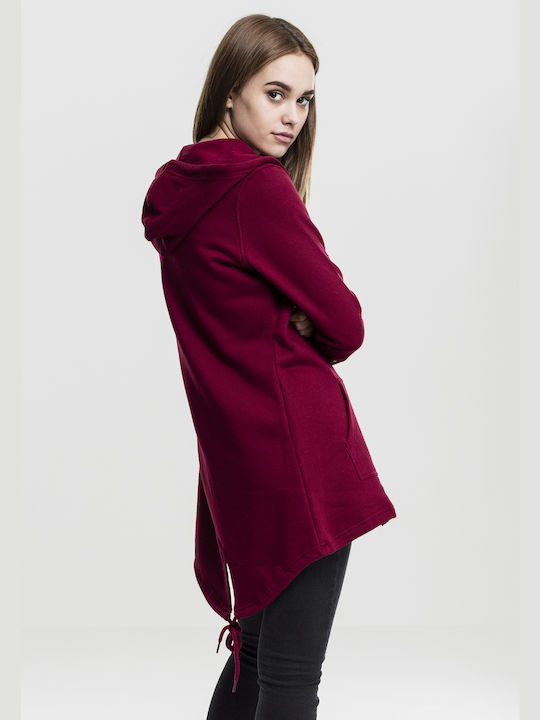 Urban Classics TB1075 Women's Hooded Cardigan Burgundy