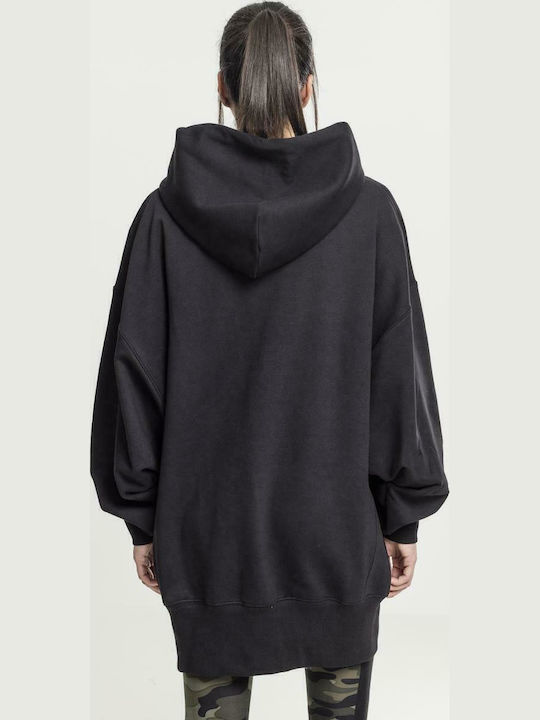 Long Women's Sweatshirt Hooded Black