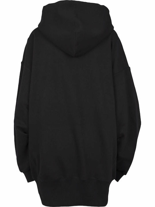 Long Women's Sweatshirt Hooded Black