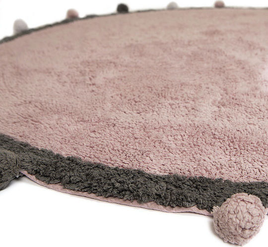 Baby Adventure Ръчно изработено Детско килимче Памучно Pink/Grey Кръгло с диаметър 150см