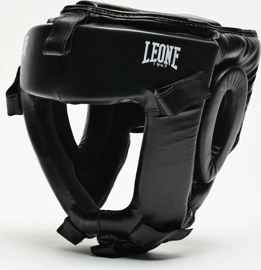 Leone Plastic Pad Adult Full Face Boxing Headgear Synthetic Leather Black