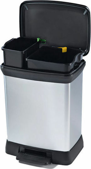 Curver Recycling Waste Bin Plastic with Pedal Silver 30lt