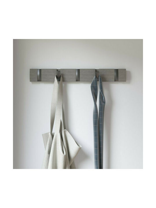 Umbra Wall Hanger Flip Wooden 5 Hooks Grey 50.8x3.2x6.7cm