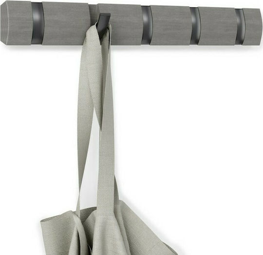 Umbra Wall Hanger Flip Wooden 5 Hooks Grey 50.8x3.2x6.7cm