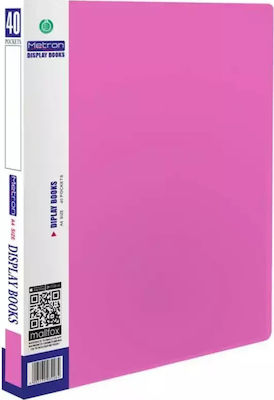 Metron Clipboard Flexible with 40 plastic sleeves Slides for Paper A4 Pink 1pcs