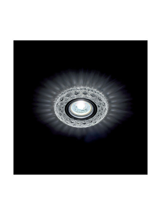 Elmark Round Crystalline Recessed Spot with Integrated LED and Natural White Light 3W Transparent 10x10cm.