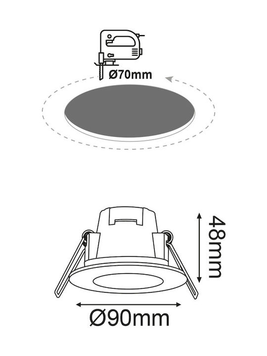 Aca Waterproof Outdoor Ceiling Spot with Integrated LED 5W in Silver Color VERA530RNMN