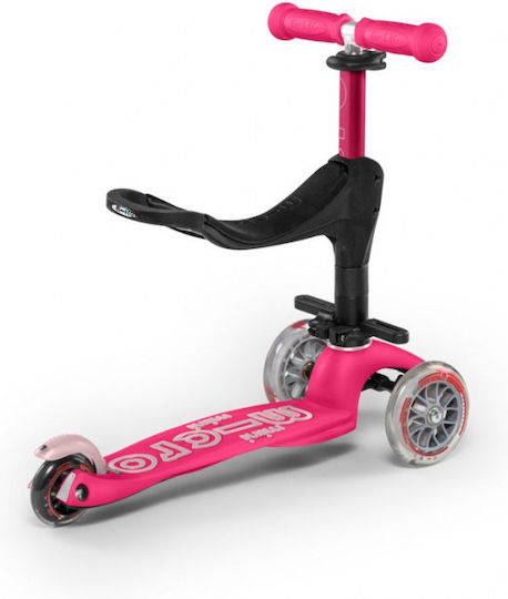 Micro Kids Scooter Foldable Mini 3 In 1 Deluxe Plus 3-Wheel with Seat for 1-5 Years Fuchsia