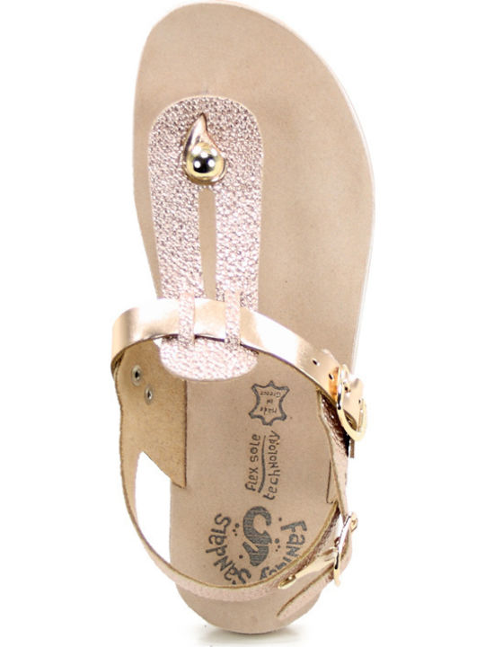 Marlena Leather Women's Flat Sandals Anatomic Rose Gold