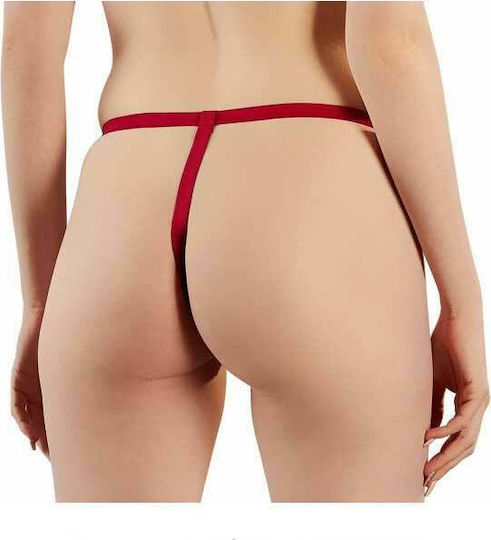 Black Level Crotchless Vinyl String with Chain Red