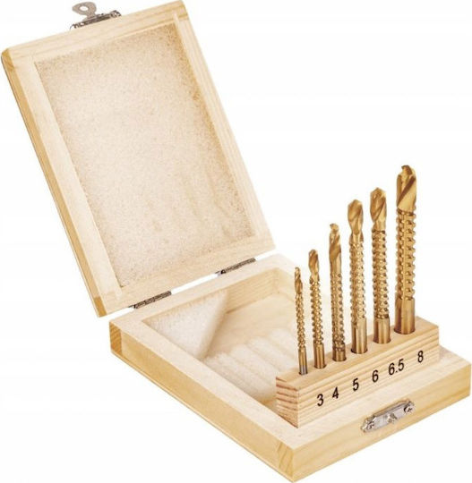 Kraft & Dele Set Drill Bits Wood 3-8 mm Set of 6 Drills for Wood