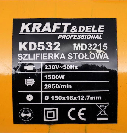 Kraft & Dele Double-Wheeled Twin Bench Grinder 1500W with Power 1.5kW