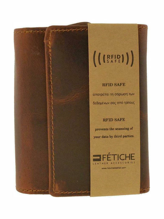 KA Μικρό Δερμάτινο Γυναικείο Πορτοφόλι με RFID Καφέ