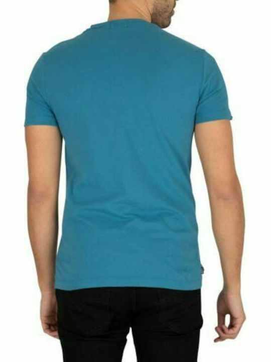 Superdry Label Embroidered Ανδρικό T-shirt Πετρόλ Μονόχρωμο