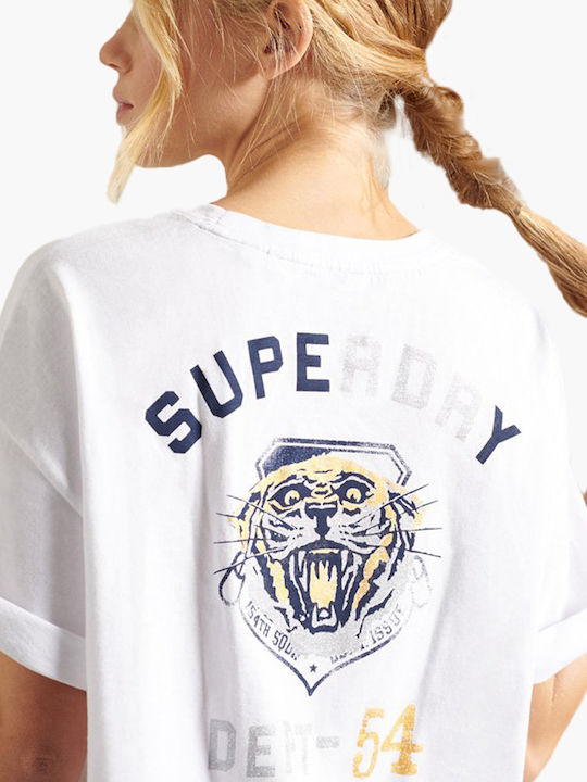 Superdry Military Narrative Damen T-shirt Weiß