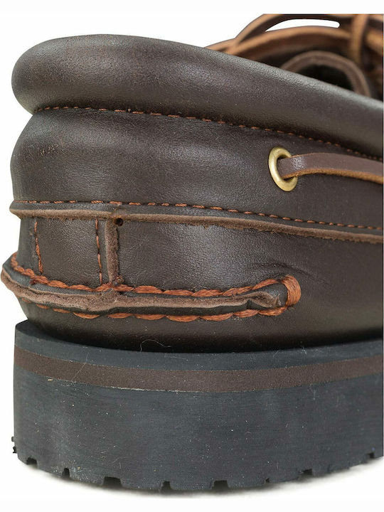Memphis Men's Leather Boat Shoes Brown