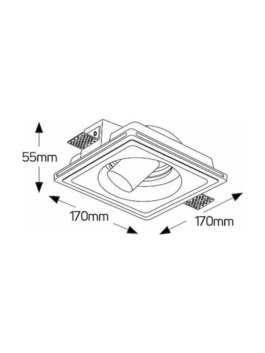 Geyer Platz Gips Einbau Spot mit Fassung GU10 Verstellbar Weiß 17x17cm. 1Stück