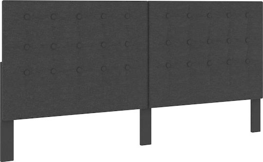 Pat King Size Tapițat cu Material Gri Închis cu Plăci Potrivit pentru Saltea 200x200cm
