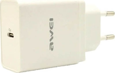 Awei Φορτιστής Χωρίς Καλώδιο με Θύρα USB-C Power Delivery Λευκός (C-811)